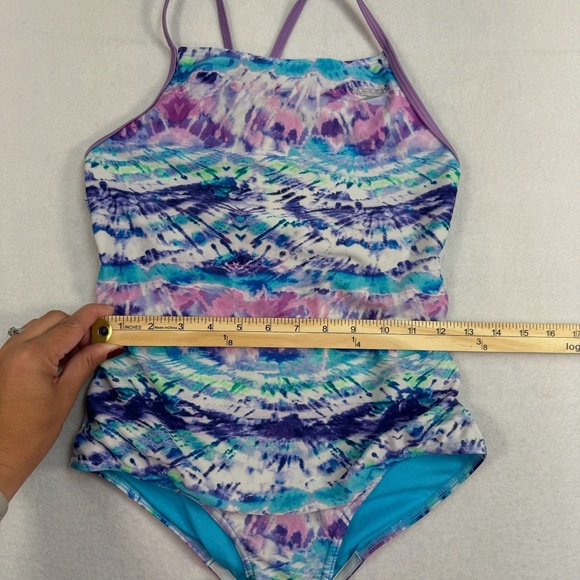 Speedo Multi Colored Swimsuit Girls Size XL Racer Back - Picture 7 of 10